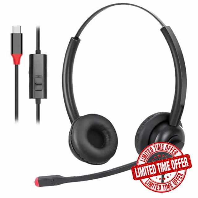 Callez USB C Headset with Microphone Noise Cancelling