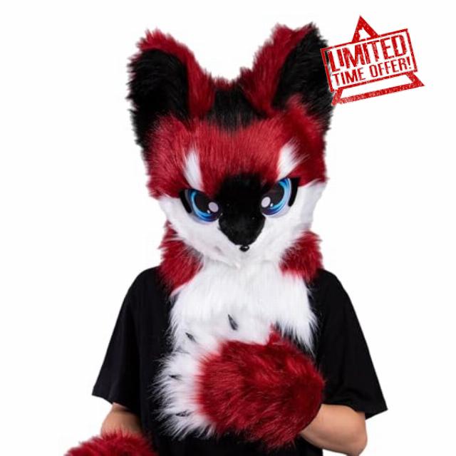 Greabuy Plush Fursuit Head Halloween Cosplay Costume Props Adults Plush Cats Headgear Animal Cats Head