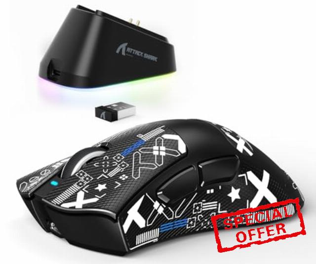 ATTACK SHARK V3PRO Wireless Gaming Mouse with Magnetic Charging Dock