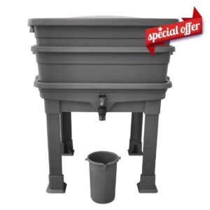 Wormery Compost Bin Worm Farm For Recycling Kitchen Waste Into Vermicompost And Worm Tea With Tap And Worm Blanket (Worm Farm Complete Set (Includes 2 Trays