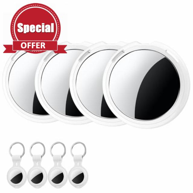 4 Pack Tracker Tag[Apple MFi Certified]Air Smart Tag Bluetooth Item Finders Work with Apple Find My(iOS Only)Real Time Worldwide Tracking Waterproof for Keys Luggage Wallet Pets Travel No Subscriptio