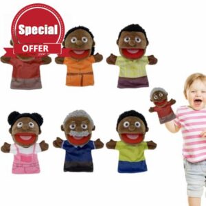 Family Hand Puppets - 6pcs Black Set | School Home Puppetry