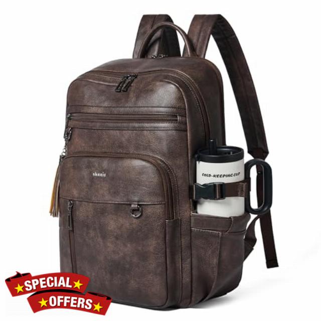 Shrrie Vegan Leather Laptop Backpack for Women