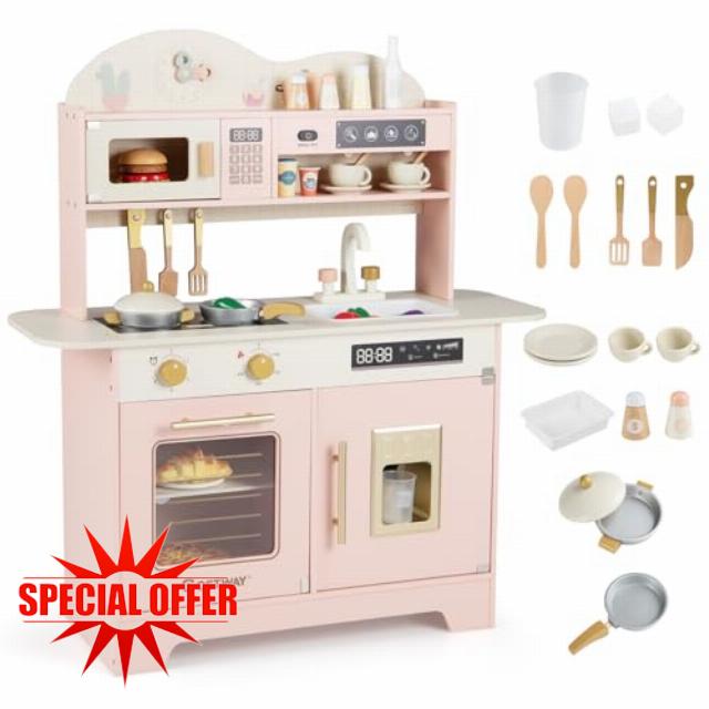 COSTWAY Wooden Toy Kitchen