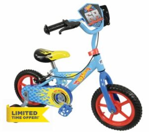 Hot Wheels 12" Inch Bike for Boys & Girls Ages 3+ | Officially Licensed Kids Bicycle with Realistic With Revver Sounds! | Removable Stabilisers & Adjustable Handlebars & Sea
