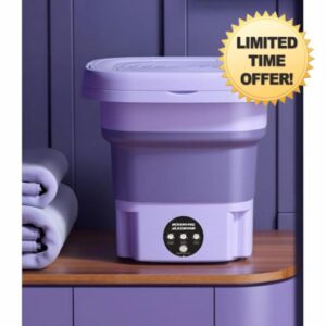8L Portable Mini Washing Machine Foldable Washer & Spin Dryer Travel UK Purple