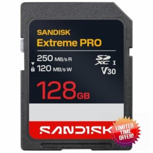SANDISK Extreme PRO SD UHS-I Card 128GB (up to 250MB/s read speed and 120MB/s write speed