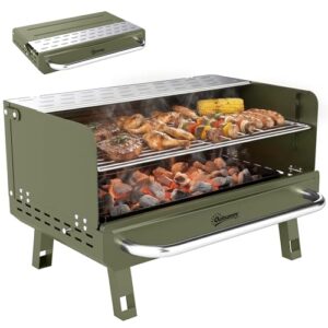 Charcoal Barbecue Grill with Adjustable Grates