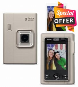 FUJIFILM INSTAX MINI LiPlay+ Hybrid Instant Camera & Smartphone Printer - Sand Beige