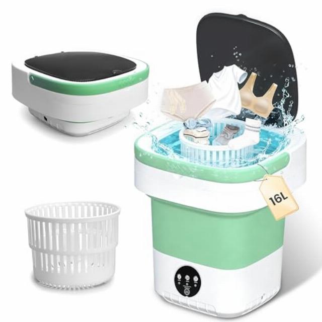 16L Mini Washing Machines with Spin Basket 3 Wash Modes Timer - Collapsible Mini Washer