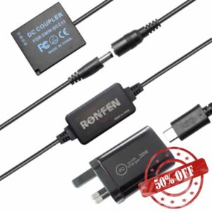 DMW-DCC11 DC Coupler DMW-BLE9 DMW-BLG10 Dummy Battery USB-C Cable PD Adapter Kit Compatible with Cameras Panasonic Lumix DMC-TX1 S6 GF3 GF5 GF6 GX7 GX85 GX9 ZS100 ZS200 TZ110 ZS80 LX100 II G1