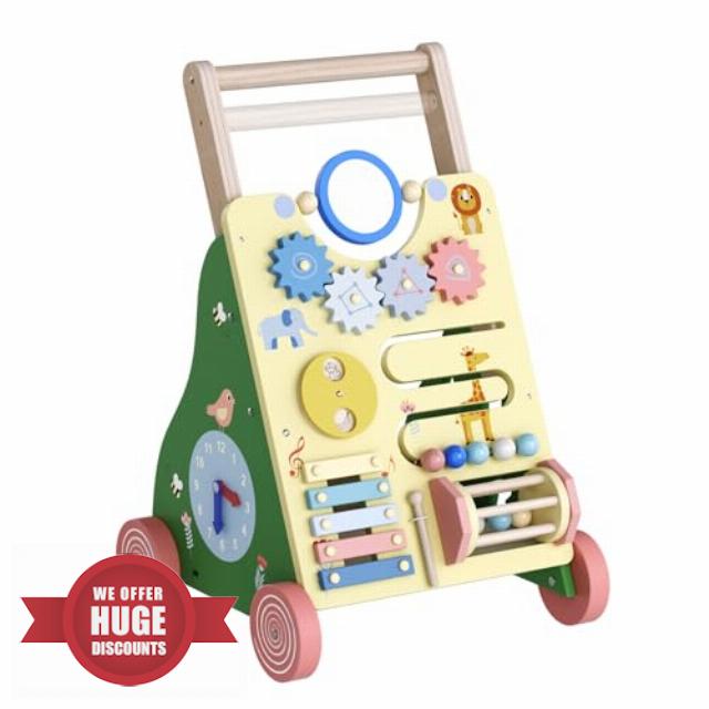 10-in-1 Wooden Baby Walker with Adjustable Height