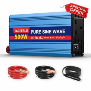 Pure Sine Wave Power Inverter 500w DC 24V to AC 240V Voltage Converter with 2 AC Outlets