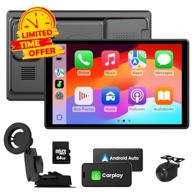 8" Wireless CarPlay Screen 4K Dual Dash Cam