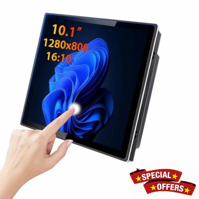Touchscreen 10.1-Inch Waterproof Monitor 10-Point Capacitive 1280x800P with HDMI/VGA Interface
