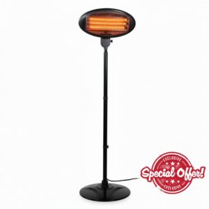 Adjustable Height Patio Heater Outdoor & Indoor – Waterproof Quartz Finish Freestanding Electric/Propane Heater for Garden