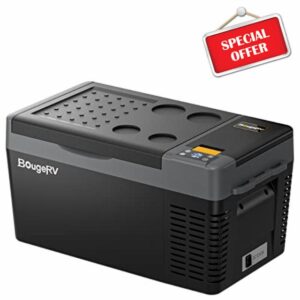 BougeRV CRPRO 12V Compressor Fridge Freezer 20L Car Fridge Portable Car Refrigerator 12/24V DC 110-240V AC for Camping Outdoor Travel Campervan RV Boat Home
