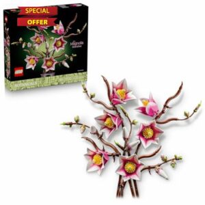 LEGO Botanicals Magnolia Branches - Artificial Flowers Set for Adults - 5 Faux Magnolias for Living Room or Bedroom Decor - DIY Gift Idea for Women - 1151