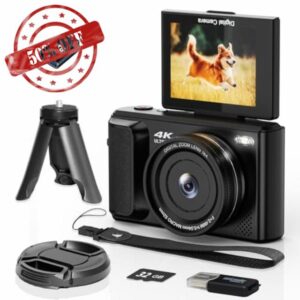 ARNNSSIEN 4K Digital Camera with 180° Flip Screen
