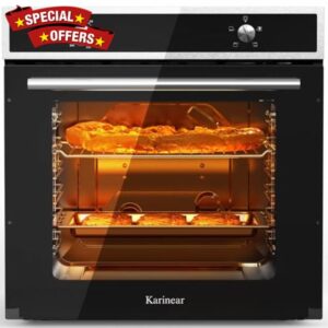 Karinear Electric Oven 65L Built in Oven 60cm Wide Knob Control wtih 5 Functions 2200W Plug ande Play Oven 220V           [Energy Class A++]