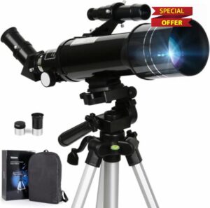 Cowiewie Telescope Refractor Telescope for Kids & Beginners Scope Telescopes for Adults Astronomy 70mm Aperture 400mm