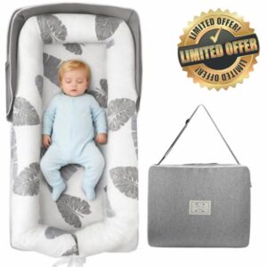 Baby Nest Pod for Newborn - Foldable Baby Nest Pillow with Adjustable U-Shaped Bumper