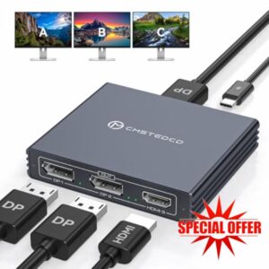 VEDINDUST DisplayPort Splitter 1 in 3 Outputs DP to HDMI & DP Adapter