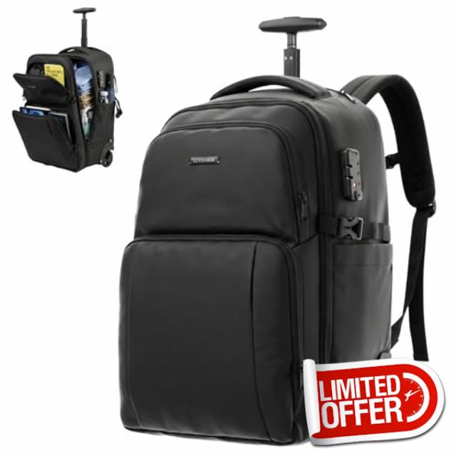 Hivexagon 37L Carry On Travel Backpack with Wheels