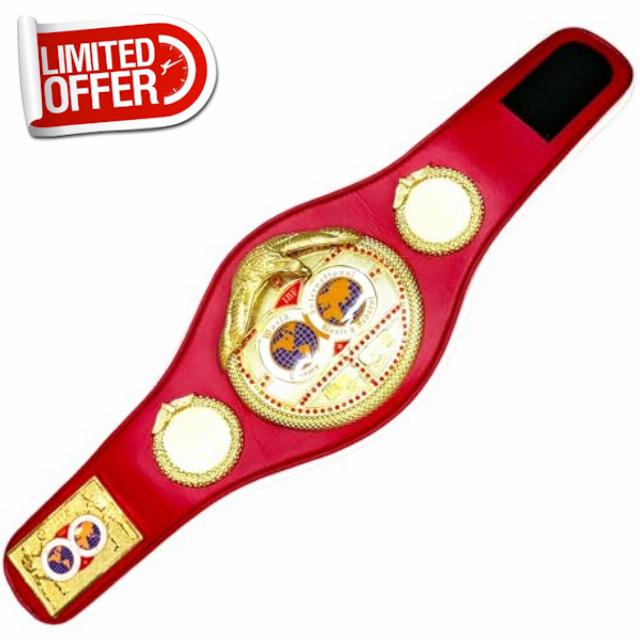 IBF Mini Boxing Championship Belt Replica – Premium Metal Gold Plated Plates on Synthetic Leather Strap | Miniature World Champion Belt for Display