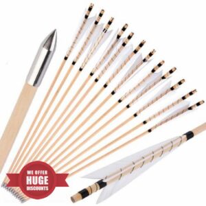 wolfman 12X 32 Traditional Wooden Arrow Turkey Feather Archery Recurve Bow Longbow Hu