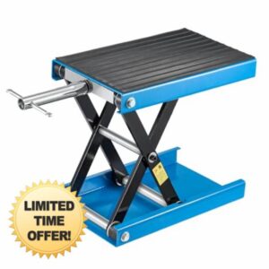 Motorcycle Lift 1100lb Motorcycle Scissor Lift Jack with Wide Deck & Safety Pin 4-13inch Center Hoist Crank Stand Steel Scissor Jack for Street Bikes Cruiser Bikes Touring Motorcycles (Blue)
