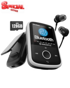 Bluetooth MP3 Music Player with Sports Clip | Included Wired Earphones | 16GB Internal Memory
