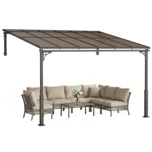 Wall-Mounted Garden Pergola with Polycarbonate Roof and Metal-Aluminium Frame