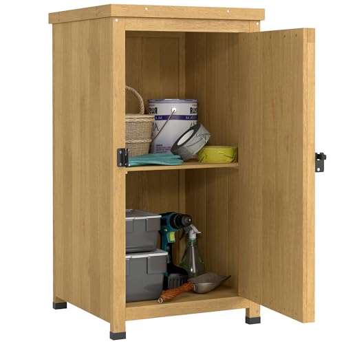 Garden Tool Storage Shed with Galvanised Top and Shelf