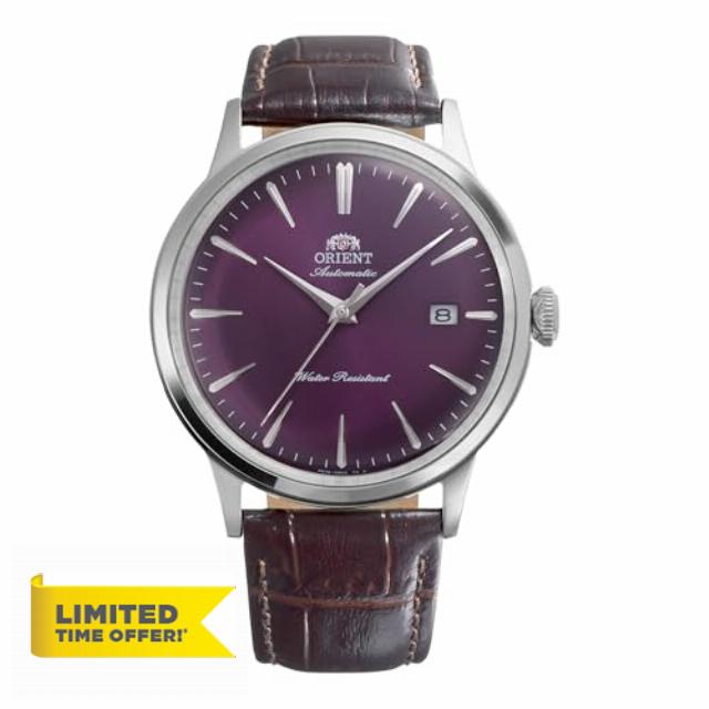 Orient Classic Bambino Classic – Men's Automatic and Manual Winding Mechanical Classic Brown Leather Strap Stainless Steel Case Analogue Violet Dial – RA-AC0032V