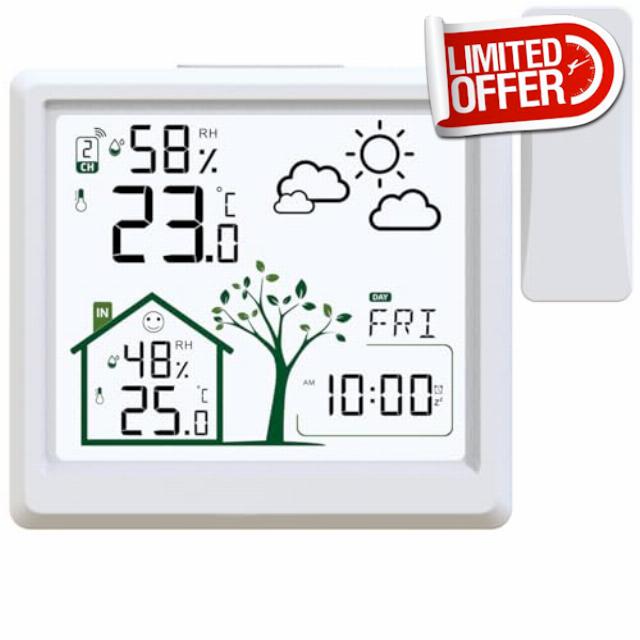 Wireless Weather Station with Indoor Outdoor Temperature and Humidity Monitor