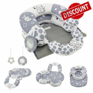 Tummy Time Mat - Seated Support Pillow with Sensory Toy