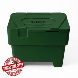 115L Green Grit Salt Bin Stackable Lockable Heavy Duty Outdoor Rock Salt/Sand Containers 80x48x61CM