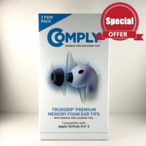 Comply TrueGrip Premium Memory Foam Replacement Eartips for Apple AirPods Pro (3 Generation) | Superior Noise Isolation | Black