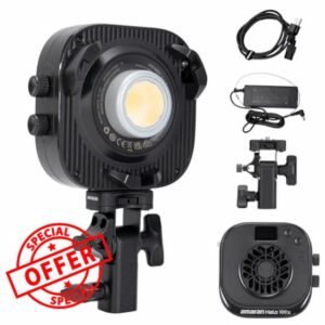 Amaran Halo 100x Bi-color LED Video Light Bowens Mount Compact COB Light 4890lux @1m with App Control NFC DMX (Halo 100x)