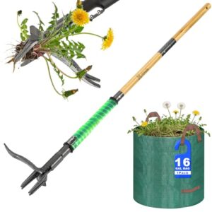 Heavy Duty Weed Puller Root Remover with 4-Claw Steel Head & Dual-Eject Mechanism
