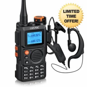 eSynic Two Way Radio 5R PRO Dual Band Walkie Talkie 3-5km Long Range 999 Channels DTMF FM Scrambler Walkie Talkie for Adult with Large Color Screen Display NOAA-USB Type-C Charging