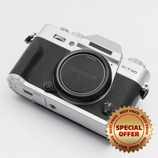X-T30III Anti-Scratch Camera Skin Wrap Sticker Vinyl Protective Film Protector Coat Decals for FujiFilm X-T30 Mark III XT30 III (Silver+Matrix Black