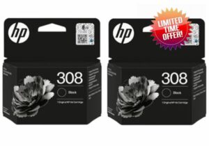 HP 308 Black Ink Cartridge Twin Pack - 7FP21UE - Recycling Pack Included