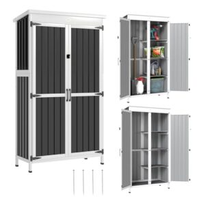 Small Garden Storage Shed with 3 Removable Shelves and Double Doors