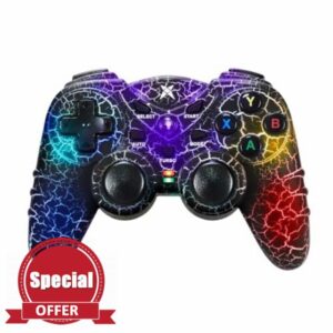 NBCP Light-Up Wireless Controller for PC - Black Crack Custom Design with RGB LED Lights