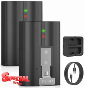 2-Pack 6040mAh Replacement Battery V4 with USB C Charger for Ring- Video Doorbell Camera 2/3/4/Plus/Pro