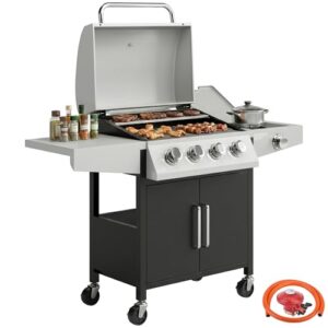 50000 BTU Steel Portable Gas Barbecue Grill with Built-in Thermometer
