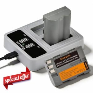 2 Pack 2600mAh High Capacity EN-EL3e Battery + LED PD20W Fast Charger—Full Power 2.5Hrs