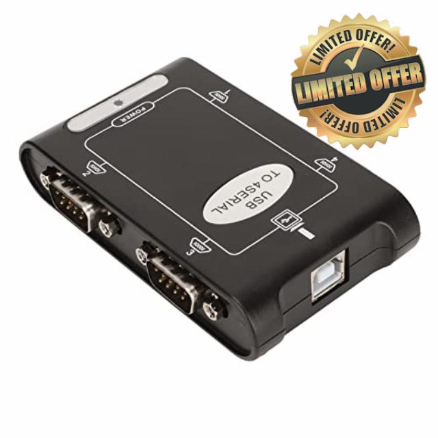 RS232 USB to Serial Adapter 4 Port COM Compact USB to RS232 Hub for XP Vista